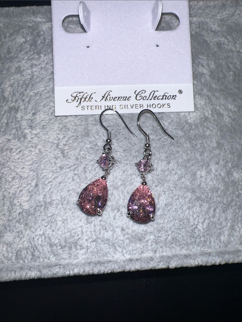 Pink Teardrop Sterling Silver Hook Earrings